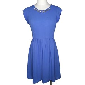 Rebecca Taylor Periwinkle Embellished Neckline Dress Silky 2